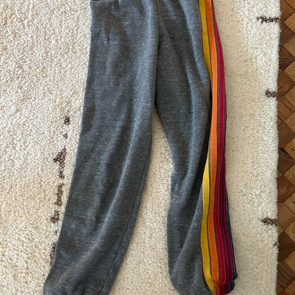 KID'S 5 STRIPE SWEATPANTS - HEATHER GREY Kid's Sweatpants Aviator Nation  Size 1